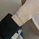 925 Silver Rainbow Bead Clavicle Chain Necklace for Women