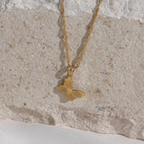 Waterproof Stainless Steel 18K Waterwave Chain Pendant Necklace