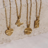 Waterproof Stainless Steel 18K Waterwave Chain Pendant Necklace