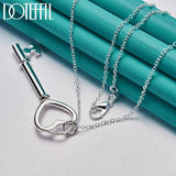 925 Silver Heart Key Pendant Necklace 18in Chain Woman Wedding Jewelry