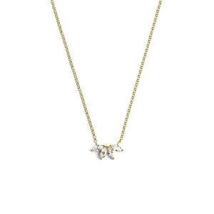 925 Silver Petal Horse Eye Zircon Pendant Necklace for Women