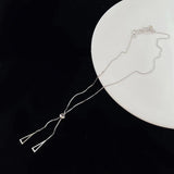 925 Silver Geometric Retractable Necklace Hollow Triangle Box Chain