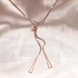 925 Silver Geometric Retractable Necklace Hollow Triangle Box Chain