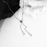 925 Silver Geometric Retractable Necklace Hollow Triangle Box Chain