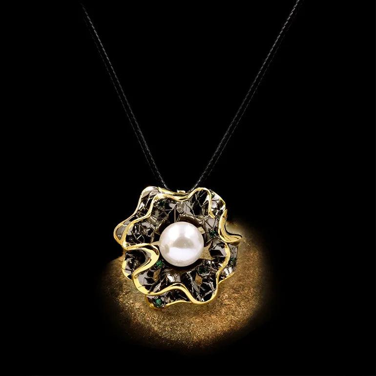 Freshwater Pearl Flower Pendant Necklace 925 Silver Chain
