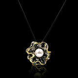 Freshwater Pearl Flower Pendant Necklace 925 Silver Chain