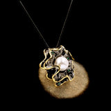 Freshwater Pearl Flower Pendant Necklace 925 Silver Chain