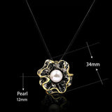 Freshwater Pearl Flower Pendant Necklace 925 Silver Chain