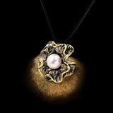 Freshwater Pearl Flower Pendant Necklace 925 Silver Chain