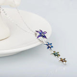 925 Silver Flower Enamel Necklace for Women