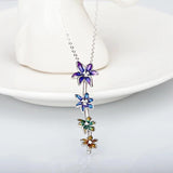 925 Silver Flower Enamel Necklace for Women