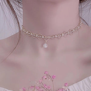Ins Hot Lace Charm 14K Plated Women Necklace with Zircon Choker