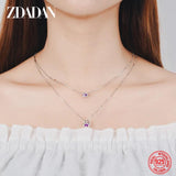 925 Silver 8mm Zircon Double Layers Necklace for Women