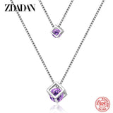 925 Silver 8mm Zircon Double Layers Necklace for Women
