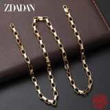 925 Sterling Silver 18k 4MM Box Chain Necklace Men Women Party Jewelry