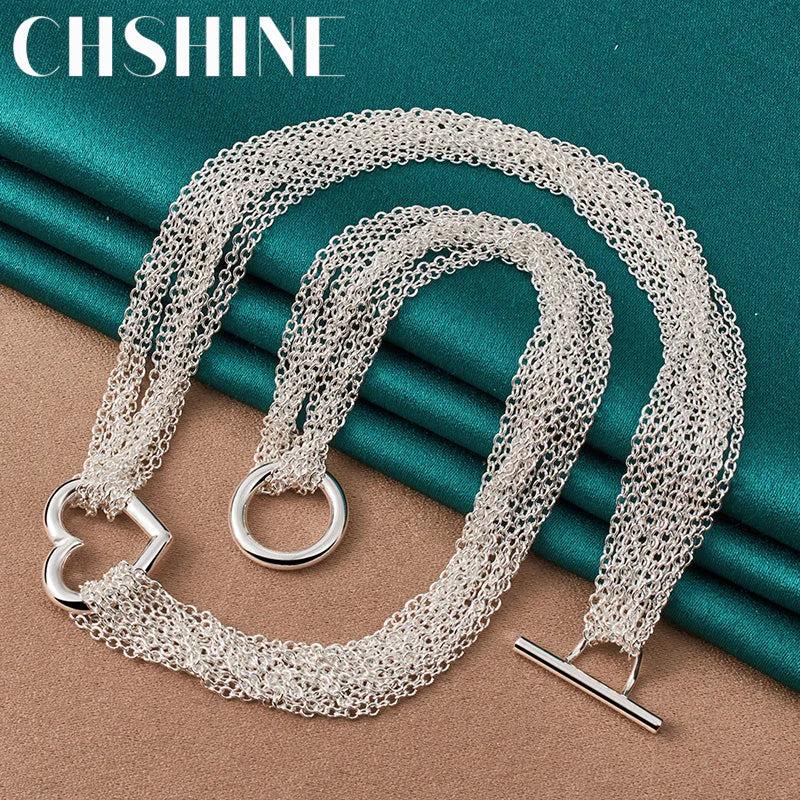 925 Silver Heart Necklace for Women Wedding Engagement