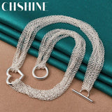 925 Silver Heart Necklace for Women Wedding Engagement