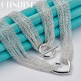 925 Silver Heart Necklace for Women Wedding Engagement