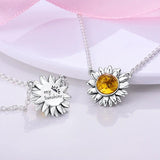 925 Silver Sunflower Pendant Chain Necklace For Women