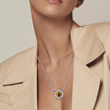 925 Silver Sunflower Pendant Chain Necklace For Women