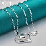 925 Silver Heart Pendant Necklace 16-30 Inch Chain for Women