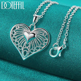925 Silver Heart Pendant Necklace 16-30 Inch Chain for Women