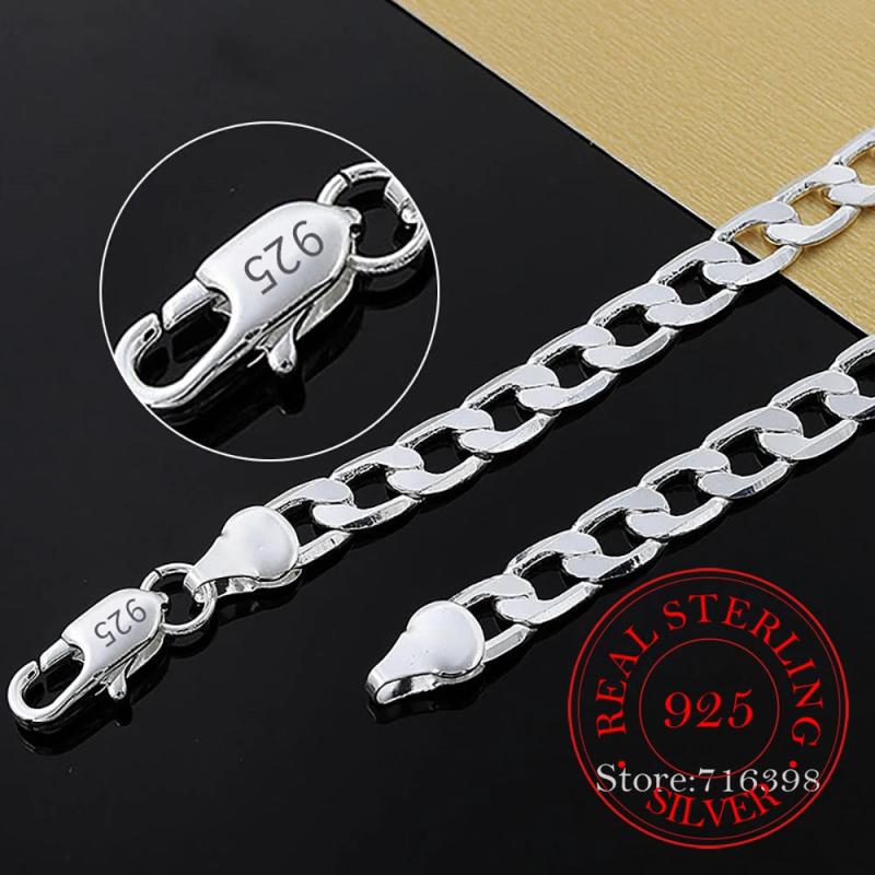 925 Silver 8MM Sideways Chain Necklace for Wedding Jewelry