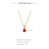 925 Silver Round Birthstone Pendant Necklace For Women