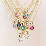 925 Silver Round Birthstone Pendant Necklace For Women