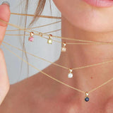 925 Silver Round Birthstone Pendant Necklace For Women