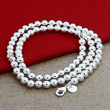 925 Silver Bead Chain Necklace Men Women Jewelry