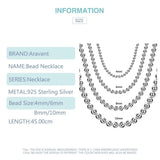 925 Silver Bead Chain Necklace Men Women Jewelry