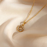 Stainless Steel Smiley Necklace with Zircon Stone for Women