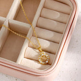 Stainless Steel Smiley Necklace with Zircon Stone for Women
