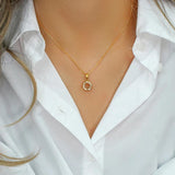 Stainless Steel Smiley Necklace with Zircon Stone for Women