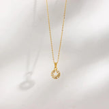 Stainless Steel Smiley Necklace with Zircon Stone for Women