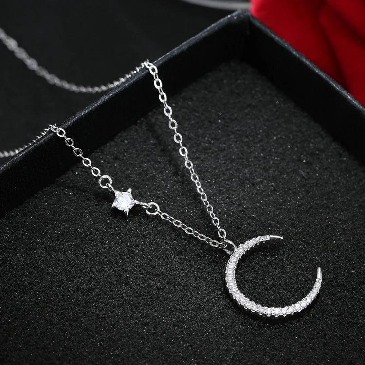 925 Silver Star & Crescent Necklace Pendant