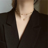 14k Diamond Double Layer Chain Necklace Zirconia