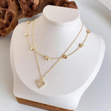 14k Diamond Double Layer Chain Necklace Zirconia