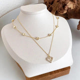 14k Diamond Double Layer Chain Necklace Zirconia