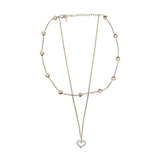 14k Diamond Double Layer Chain Necklace Zirconia