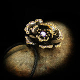 Lady Flower Zircon Pendant Necklace 925 Silver Sweater Chain