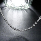 925 Silver 4mm Twisted Rope Chain Necklace For Women Man