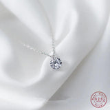 925 Silver Crystal Zircon Pendant Necklace for Women