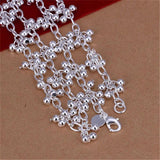 925 Silver Bead Necklace Women Party Wedding Jewelry