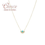 925 Silver Clavicle Chain Necklace Turquoise Zircon Fan Versatile Jewelry