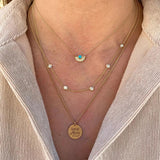 925 Silver Clavicle Chain Necklace Turquoise Zircon Fan Versatile Jewelry