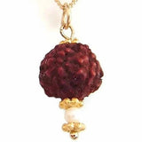 Natural Rudraksha Gemstone Pendant Necklace for Christmas Thanksgiving