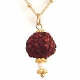 Natural Rudraksha Gemstone Pendant Necklace for Christmas Thanksgiving