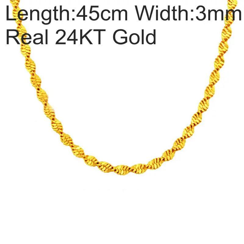 European Woman Party Wedding Gift Long Double Wave 18KT Chain Necklace